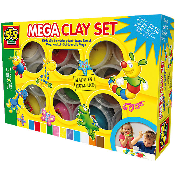 SES Creative 00459 Mega-Knetset Superclay, 11 x 90 g