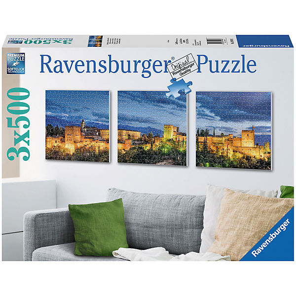 Puzzleset Alhambra im Dämmerlicht 3 x 500 Teile