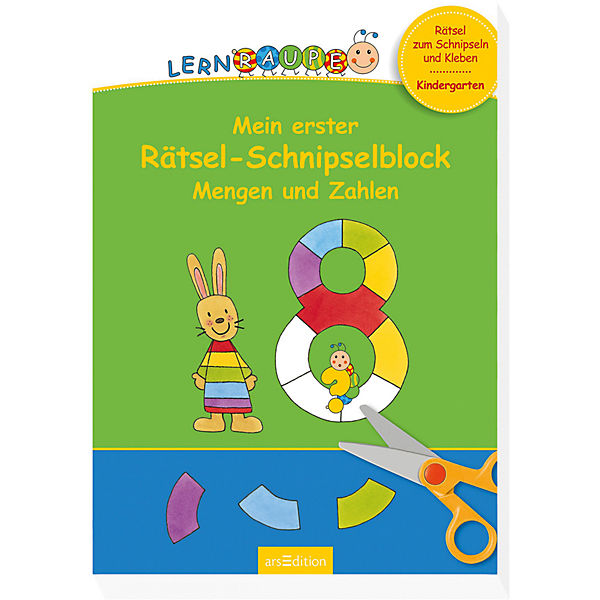Lernraupe: Mein erster Rätsel-Schnipselblock Mengen und Zahlen
