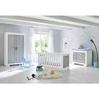 Komplett Kinderzimmer LOLLE, (Kinderbett, Wickelkommode und Kleiderschrank 2-trg.), Esche grau 2
