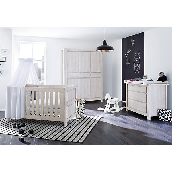 Komplett Kinderzimmer breit LINE, 3-tlg., MDF Eiche grau