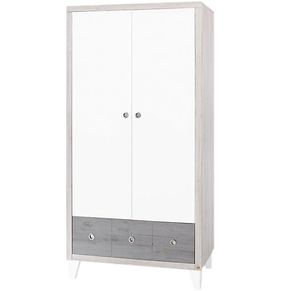 Kleiderschrank HARPER, 2-türig, MDF weiß/Eiche grau/Esche grau