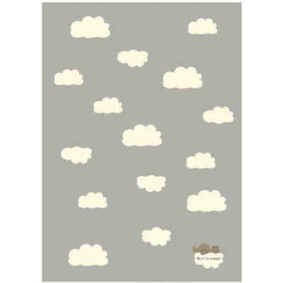 Babydecke mit Stickerei "Born to sleep", grau, 75 x 100 cm