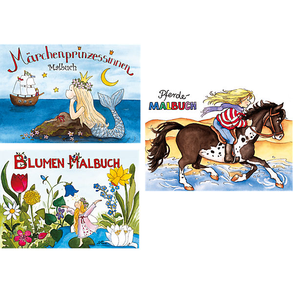 Malbuch-Set Mädchen, 3-tlg.