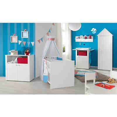 Komplett Kinderzimmer LOTTE, 3-tlg. (Kinderbett, Wickelkommode 2-trg.und Kleiderschrank 1-trg.), weiß