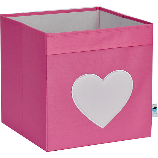 Aufbewahrungsbox, rosa mit weißem Herz