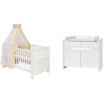 Sparset Poppy White (Kombi-Kinderbett 70 x 140 cm, Umbauseiten und Wickelkommode), Dekor/MDF weiß 2