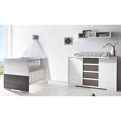 Sparset Maxx Fleetwood (Kombi-Kinderbett 70 x 140 cm, Umbauseiten und breite Wickelkommode), Dekor/MDF weiß, Holzdekor Fleetwood 2