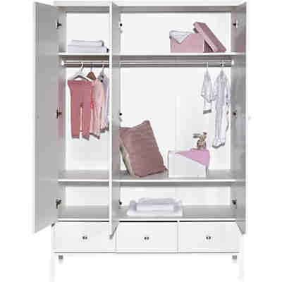 Kleiderschrank Holly White, 3-trg., Dekor/Massivholz weiß 2