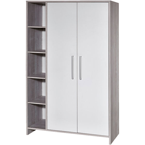 Kleiderschrank Eco Cascina, 2-trg. mit Seitenregal, Dekor weiß/Holzdekor Cascina