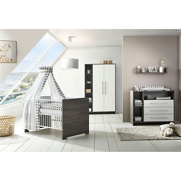 Sparset Eco Fleetwood (Kombi-Kinderbett 70 x 140 cm und Wickelkommode), Dekor weiß/Holzdekor Fleetwood