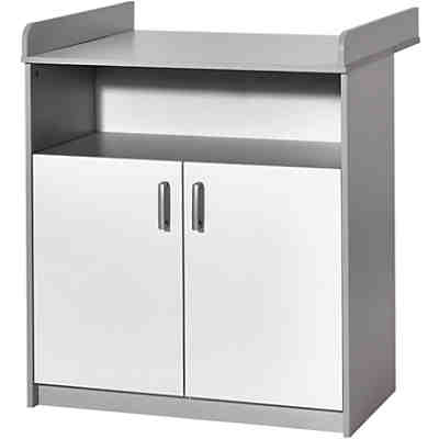 Komplett Kinderzimmer Classic Grey (Kombi-Kinderbett 70 x 140 cm mit Umbaukit, Wickelkommode und Kleiderschrank 2-trg.), Dekor weiß/grau 2