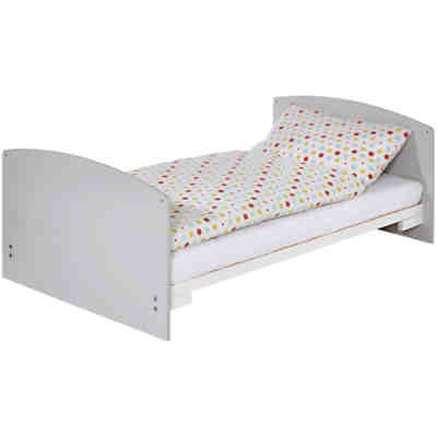 Kombi-Kinderbett Classic Grey, 70 x 140 cm, mit Umbaukit, Dekor grau/Massivholz weiß 2