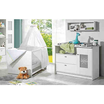 Kinderbett & Wickelkommode Sparset SOL, Pinie/weiß