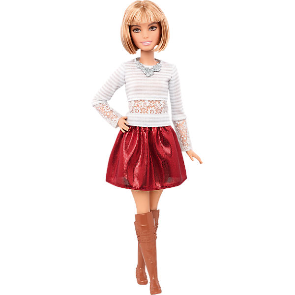 Fashionista mit grauem Spitzen-Top