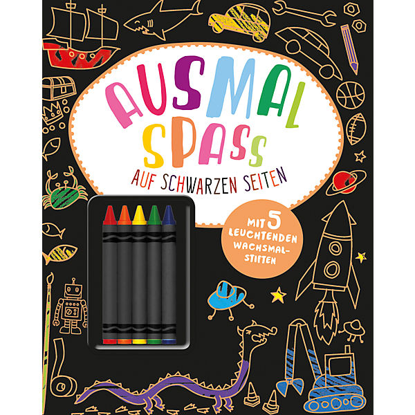 Ausmalspaß auf bunten Seiten - schwarz