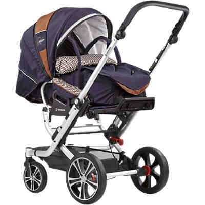 Kombi Kinderwagen F6 Air+ inkl. C-Lift Tragetasche, Gestell eloxiert, marine/sand/toffee/Muster, 2016