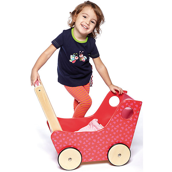 Holz-Puppenwagen pink