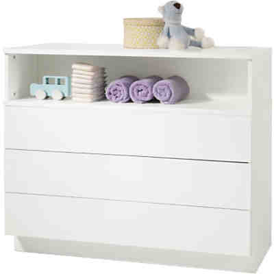 Wickelkommode EMMI, mit 3 Schubkästen, Kristallweiß Hochglanz, Höhe 98 cm
