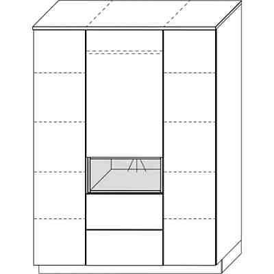 Kleiderschrank MALIE, 3-türig, Kristallweiß Hochglanz, Santhia Eiche 2