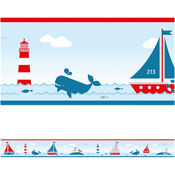 Bordüre Sailing, rot, 4,5 m x 11,5 cm