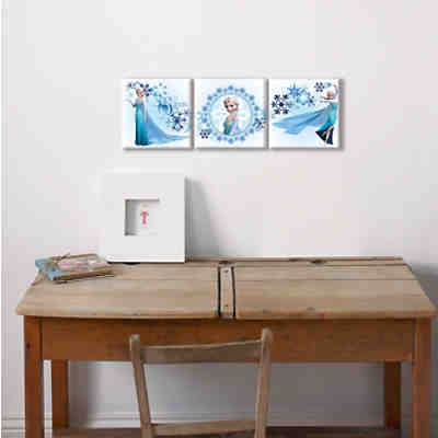 Canvas Wandbild Die Eiskönigin Elsa, 3-tlg., 20 x 20 cm