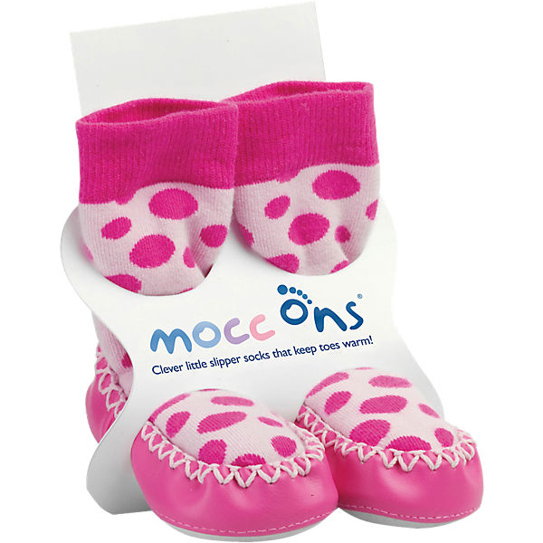 Mocc Ons, Hüttenschuhe, pink gepunktet
