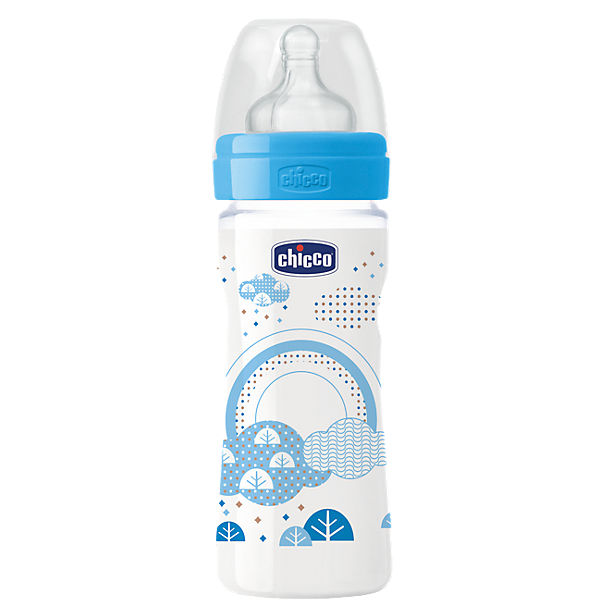 Weithals Flasche Well-Being, PP, 250 ml, Silikonsauger, Gr. 2, boy