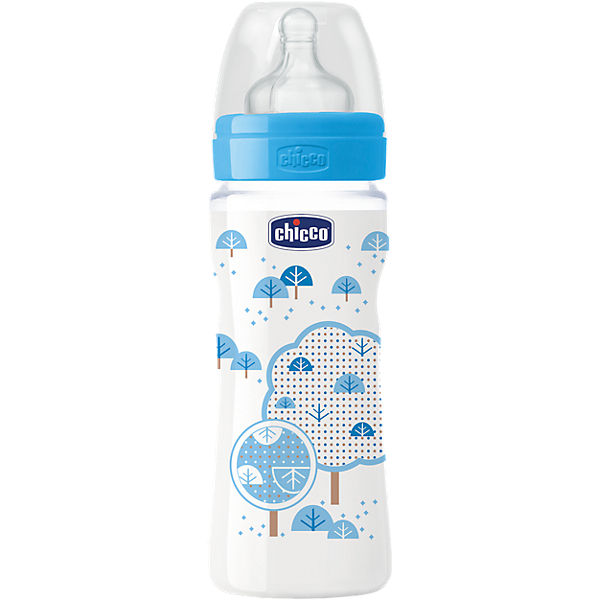 Weithals Flasche Well-Being, PP, 330 ml, Silikonsauger, Gr. 3, boy