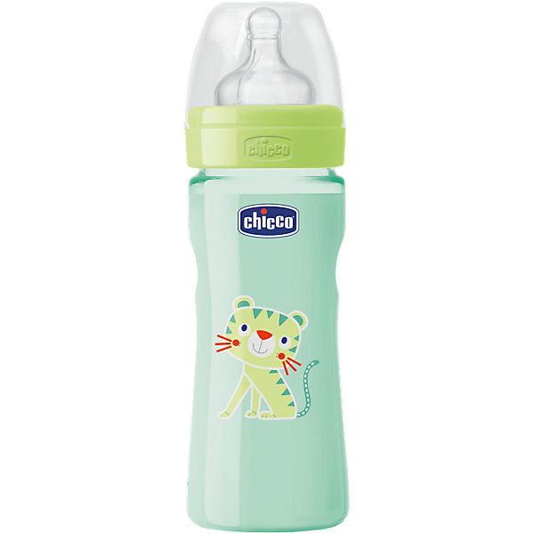 Weithals Flasche Well-Being, PP, Coloured, 250 ml, Silikonsauger, Gr. 2, neutral