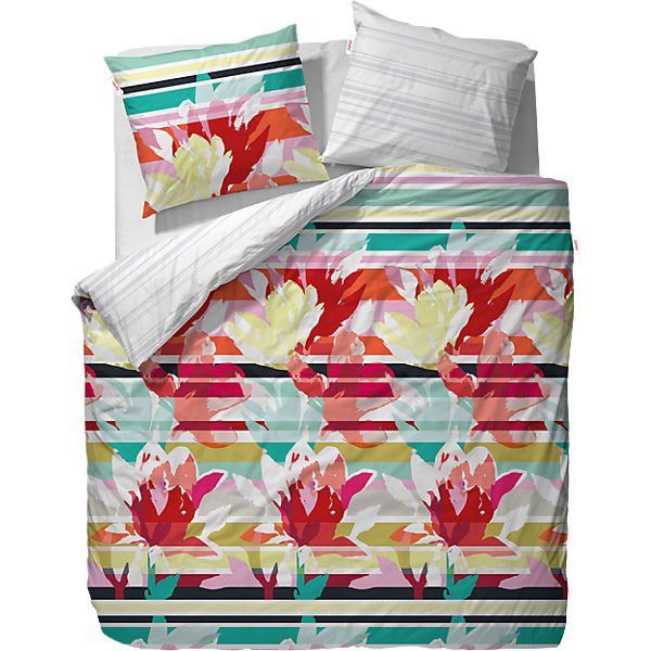 Wende-Bettwäsche, Floria, Baumwolle Satin, 135x200+1x80x80cm