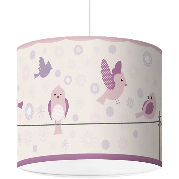 Lampenschirm Vögel & Blümchen, lila, Ø16cm