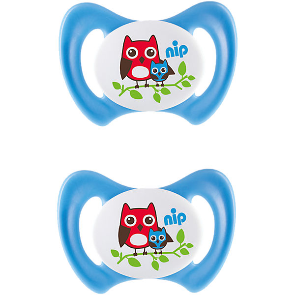 Schnuller Miss Denti, Silikon, Eule blau, 2er Pack