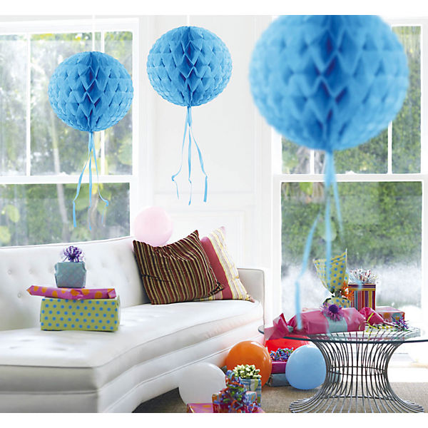 Wabenball hellblau, 30 cm, 3 Stück