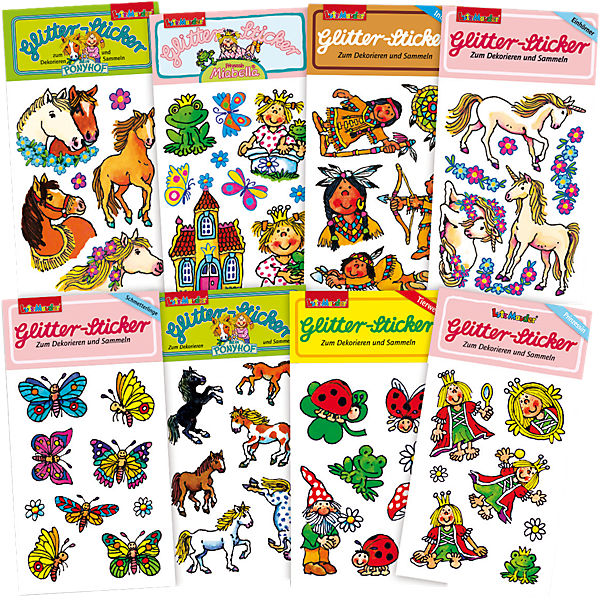 Glitterstickerset Mädchen, 8-tlg.