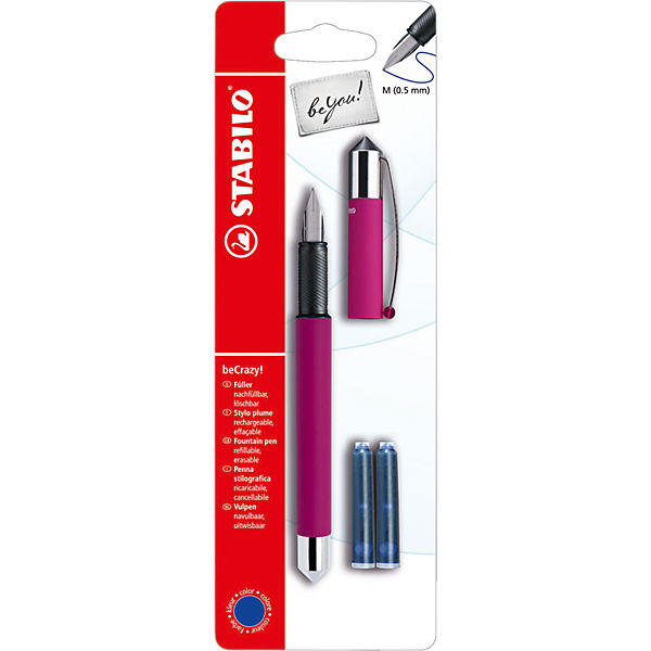 Füllhalter beCrazy! Uni Colors rhodamin rot, inkl. 3 Patronen