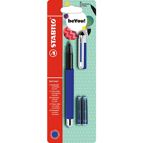 Tintenroller beCrazy! Uni Colors blau, 3 Patronen