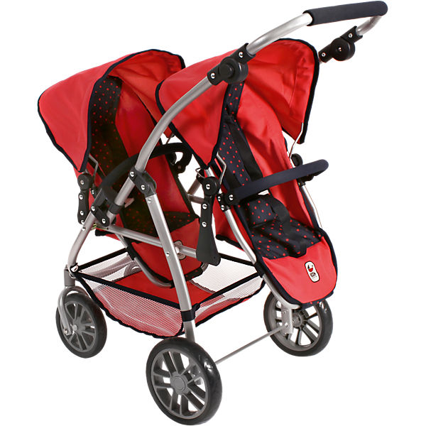 Zwillingspuppen-Buggy Vario, Dots Koralle