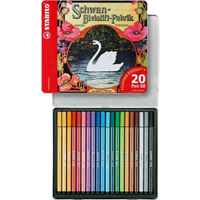 LIMITED EDITION Filzstifte Pen 68 Schwan, 20 Farben, Metalletui