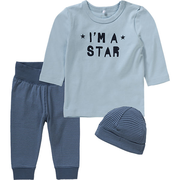 Baby Set NITSIMON Langarmshirt+Hose+Mütze, Organic Cotton
