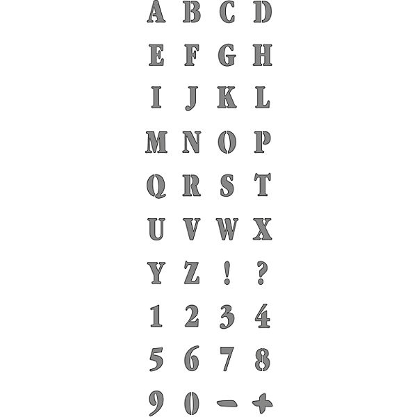 Feste Designschablone Alphabet, 13 x 40 cm