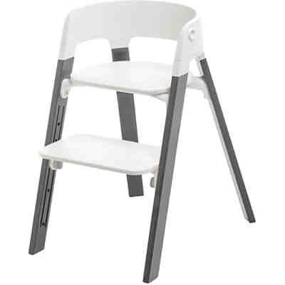 Steps™ Hochstuhl, Sitz white inkl. Beine Buchenholz, strom grey