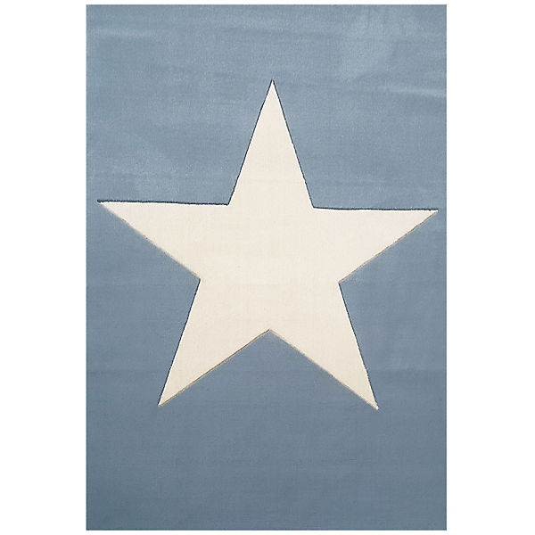Wollteppich, BIG STAR hellblau/natur,
