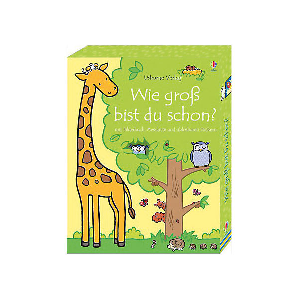 Wie groß bist du schon? Box mit Pappbilderbuch, Messlatte und Stickern