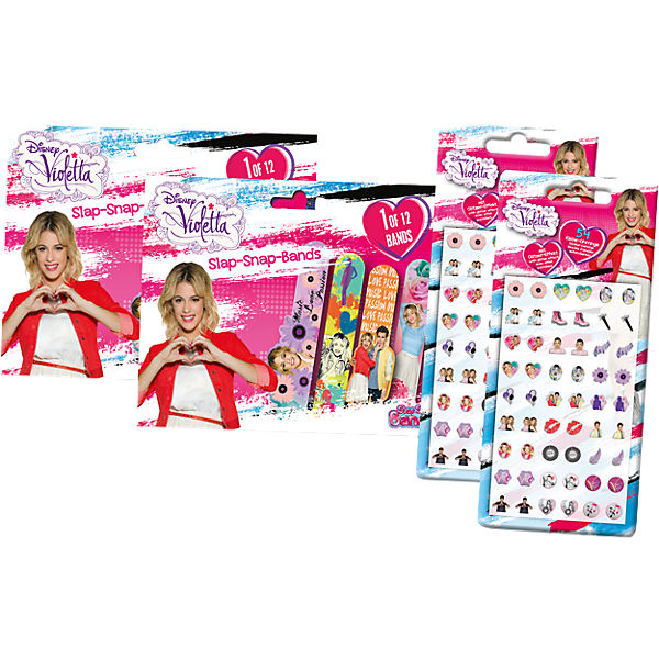 4in1 Set Mini Slap-Snap-Bands + Sticker-Earrings - Violetta