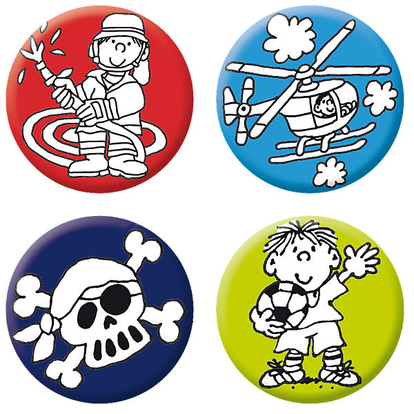 Mini-Reflektor-Button-Set Jungen 1, 4-tlg.