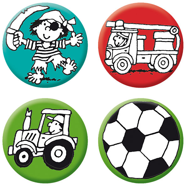 Mini-Reflektor-Button-Set Jungen 2, 4-tlg.