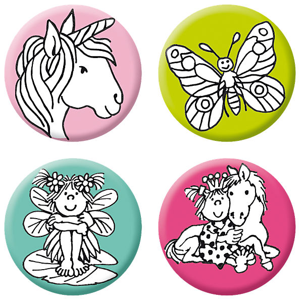 Mini-Reflektor-Button-Set Mädchen 2, 4-tlg.