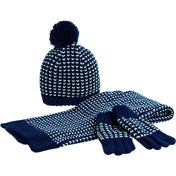 Bommelmütze+ Handschuhe+Schal für Mädchen