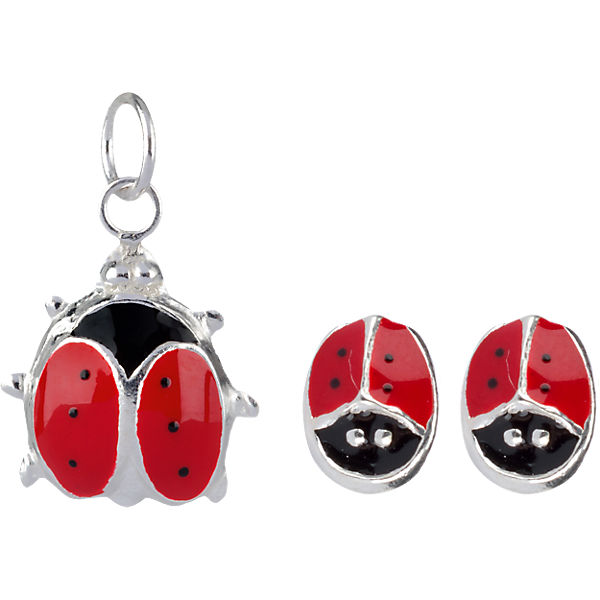 Kinder Set Ohrstecker + Kettenanhänger Marienkäfer